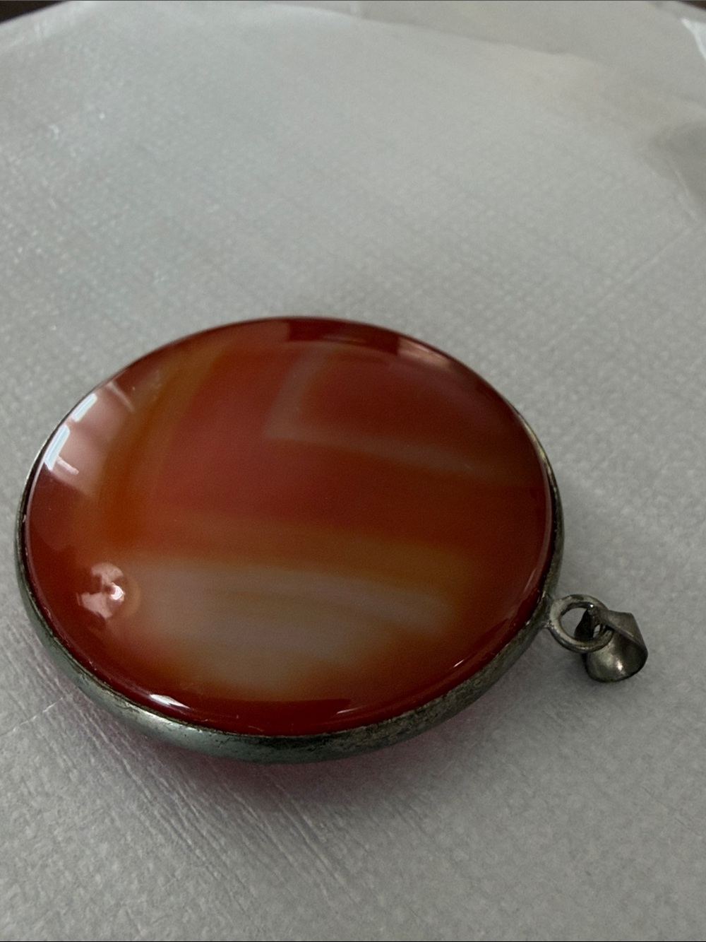 Vintage Handcrafted 2" Banded Carnelian Agate Statement Pendant – Reversible